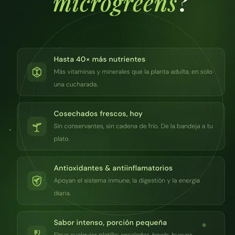 🌱 Los microgreens no son decoración — son los vegetales más densos en nutrientes que puedes comer.